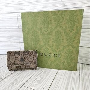 Gucci Vintage GG Monogram Snap Wallet with Coin Pouch in Canvas and Leather